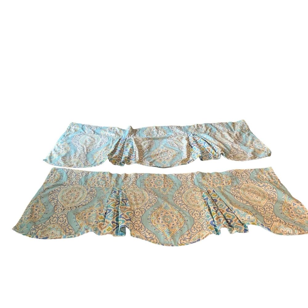 Waverly Home Classics Moonlit Medallion Celestial Valance Set of 2 Blue Green